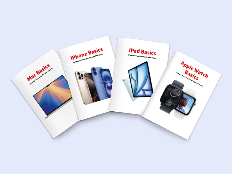 vier Varianten des Einsteigerguides aufgefächert für das Projekt 'Einsteiger*innenguides Broschüren' – Grafikdesign & Print Portfolio (Vorschau)